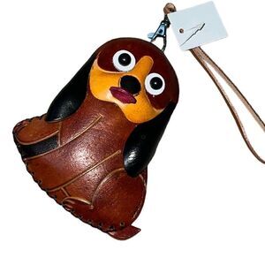 HANDCRAFTED Leather Stitched Dog/Puppy Coin, Credit Card Purse/ Wristlet